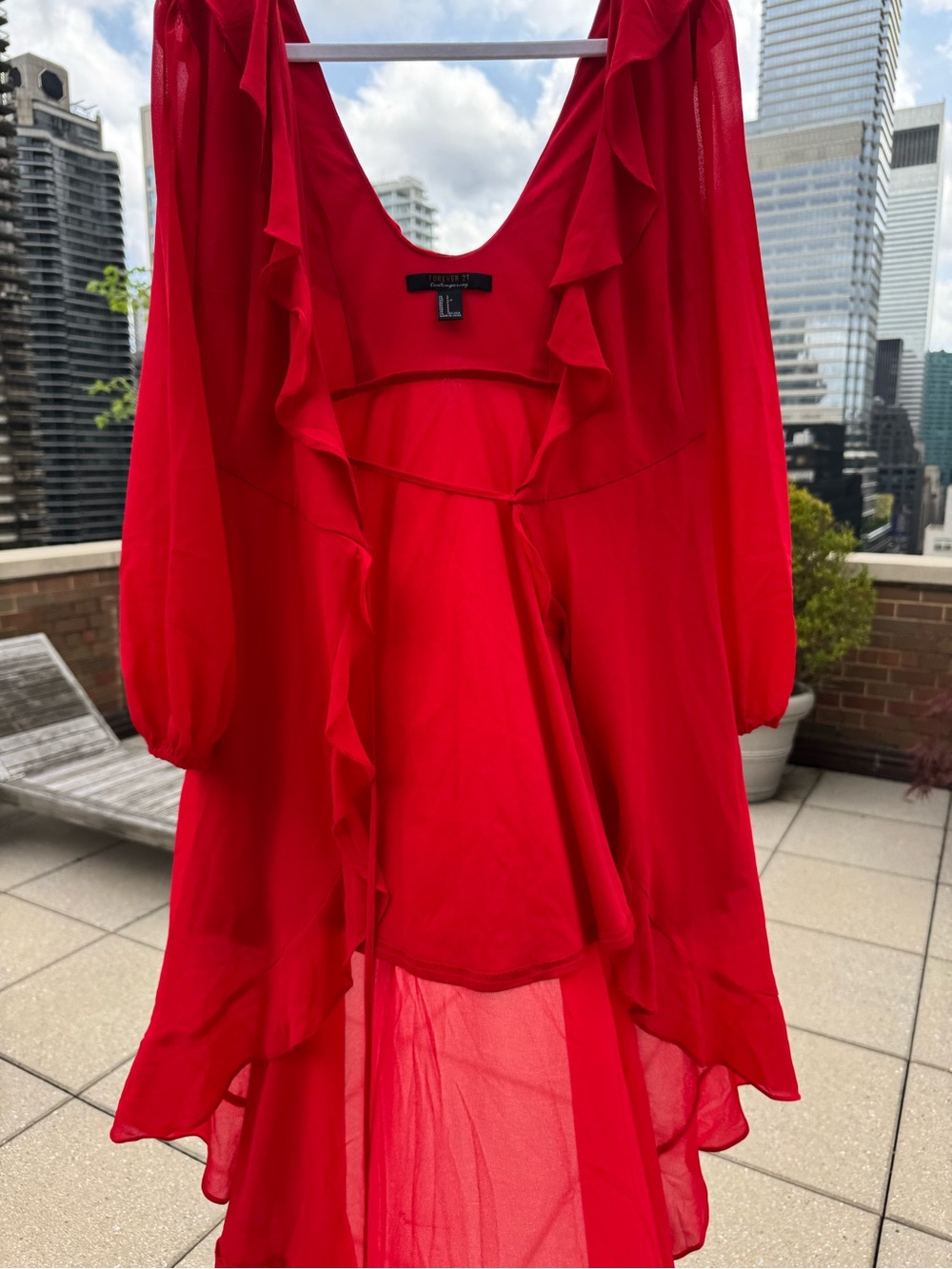 Forever 21 Red Ruffle Wrap High-Low Dress - Picture 3 of 7